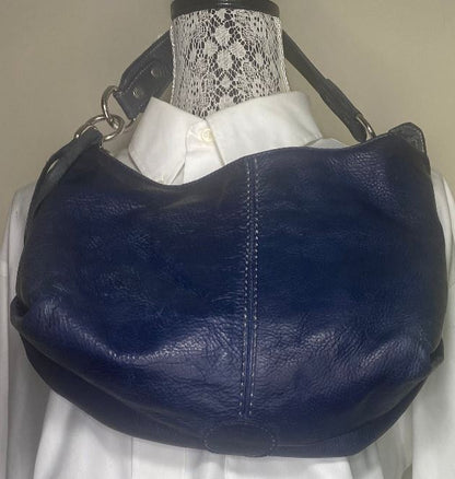 Roots Dark Blue Navy Leather Shoulder Bag