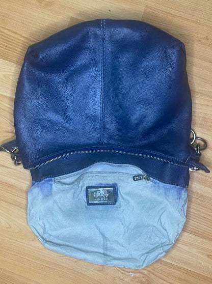 Roots Navy Leather Shoulder Bag