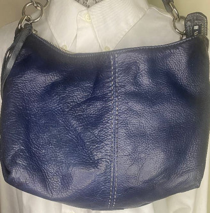 Roots Dark Blue Navy Leather Shoulder Bag
