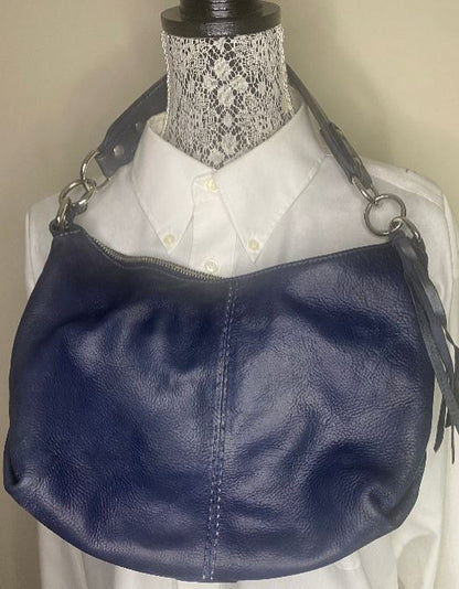 Roots Navy Leather Shoulder Bag