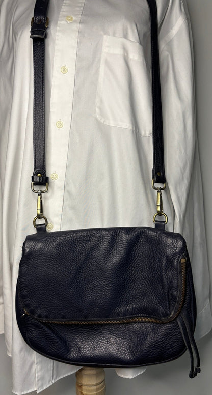 Roots Navy Blue Leather Crossbody Purse