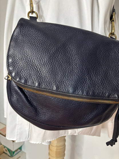 Roots Navy Blue Leather Crossbody Purse