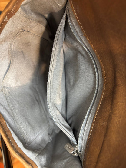 Brown Woven Leather Cross Body Purse