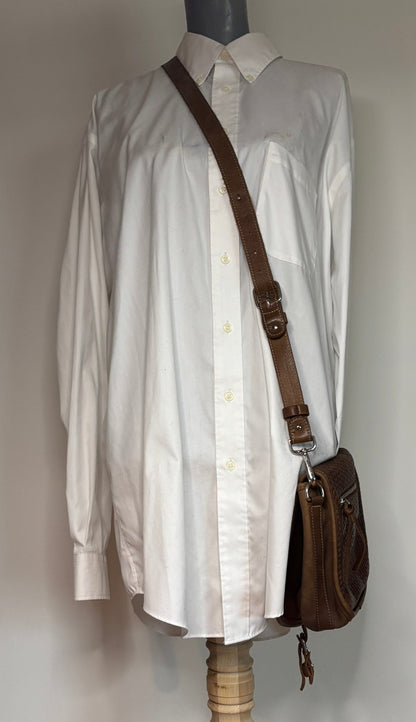 Roots Original Brown Woven Leather Cross Body Purse