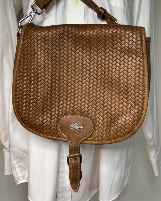 Roots Brown Woven Leather Purse