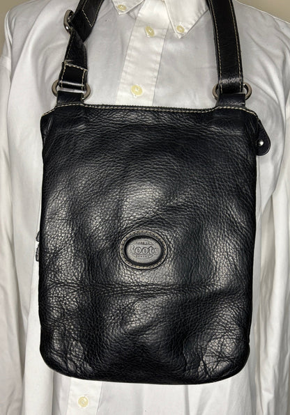 Roots Venetian Tribe Black Leather Crossbody Purse