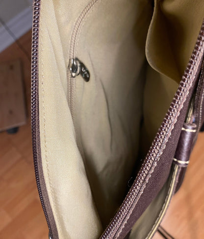 Roots Venetian Village Brown Embossed Leather Crossbody Purse