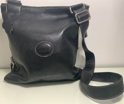 Roots Venetian Village Prince Black Leather Crossbody Purse