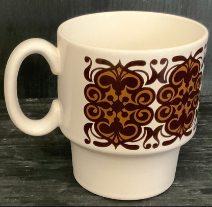 Royal Alma Ironstone England Coffee Mug with brown flower design
