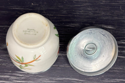 Royal Worcester England Pink and Red Rose Porcelain Egg Coddler