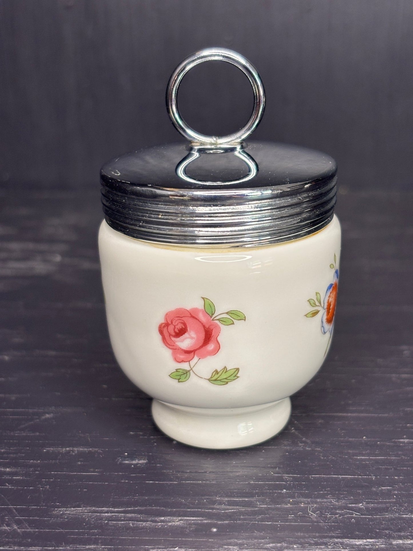 Royal Worcester England Pink Rose Porcelain Egg Coddler
