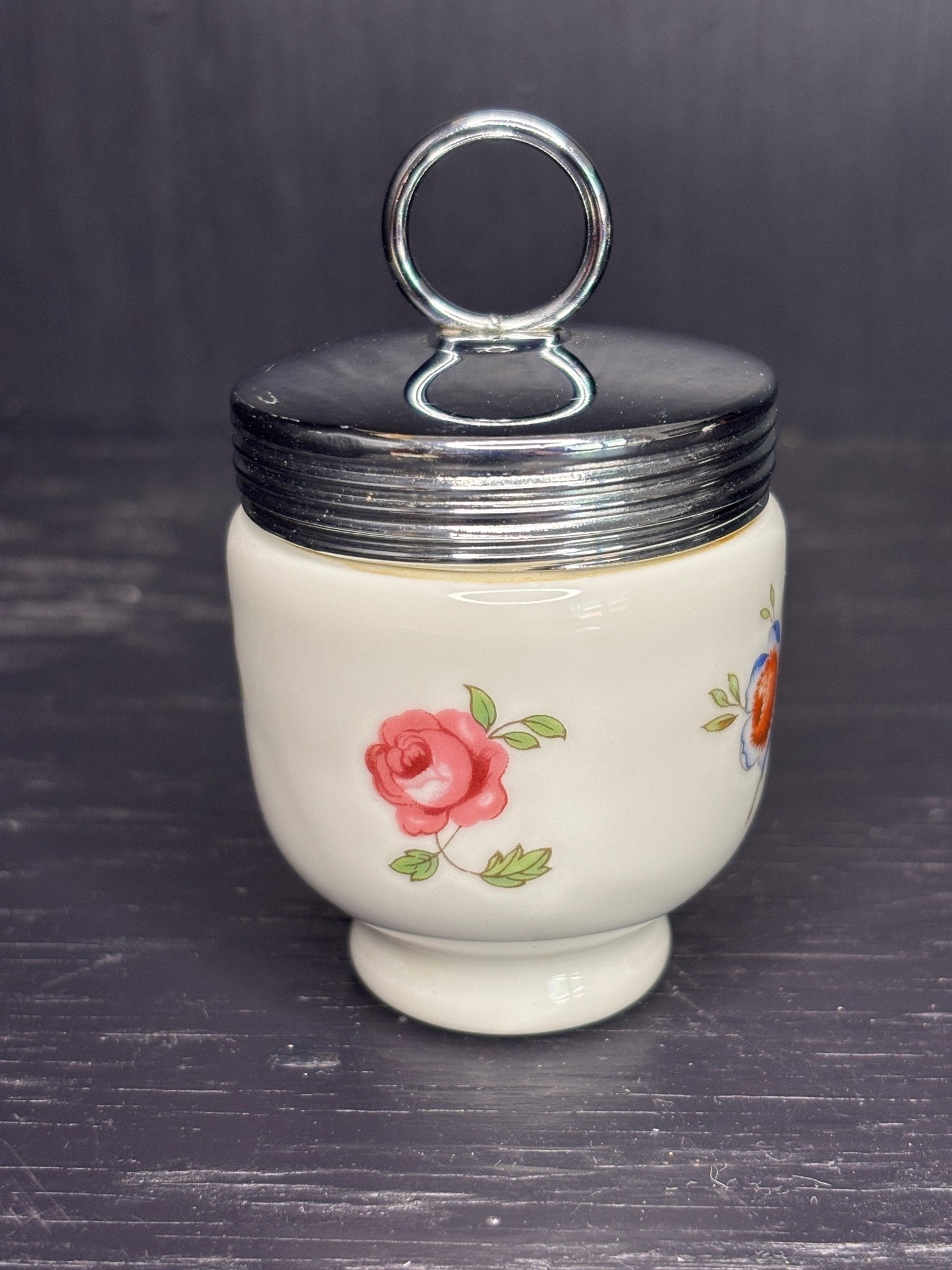 Royal Worcester England Pink Rose Porcelain Egg Coddler
