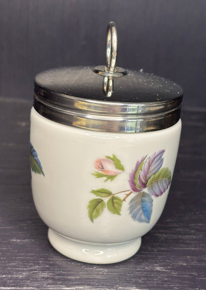 Royal Worcester June Garland Large Egg Coddler with purple flower design