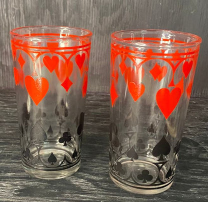 Schwartz Mustard Glass Playing Card Drink Glasses Set