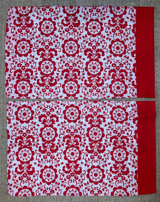 Sears Canada Red Paisley Vintage Queen Size Pillowcases