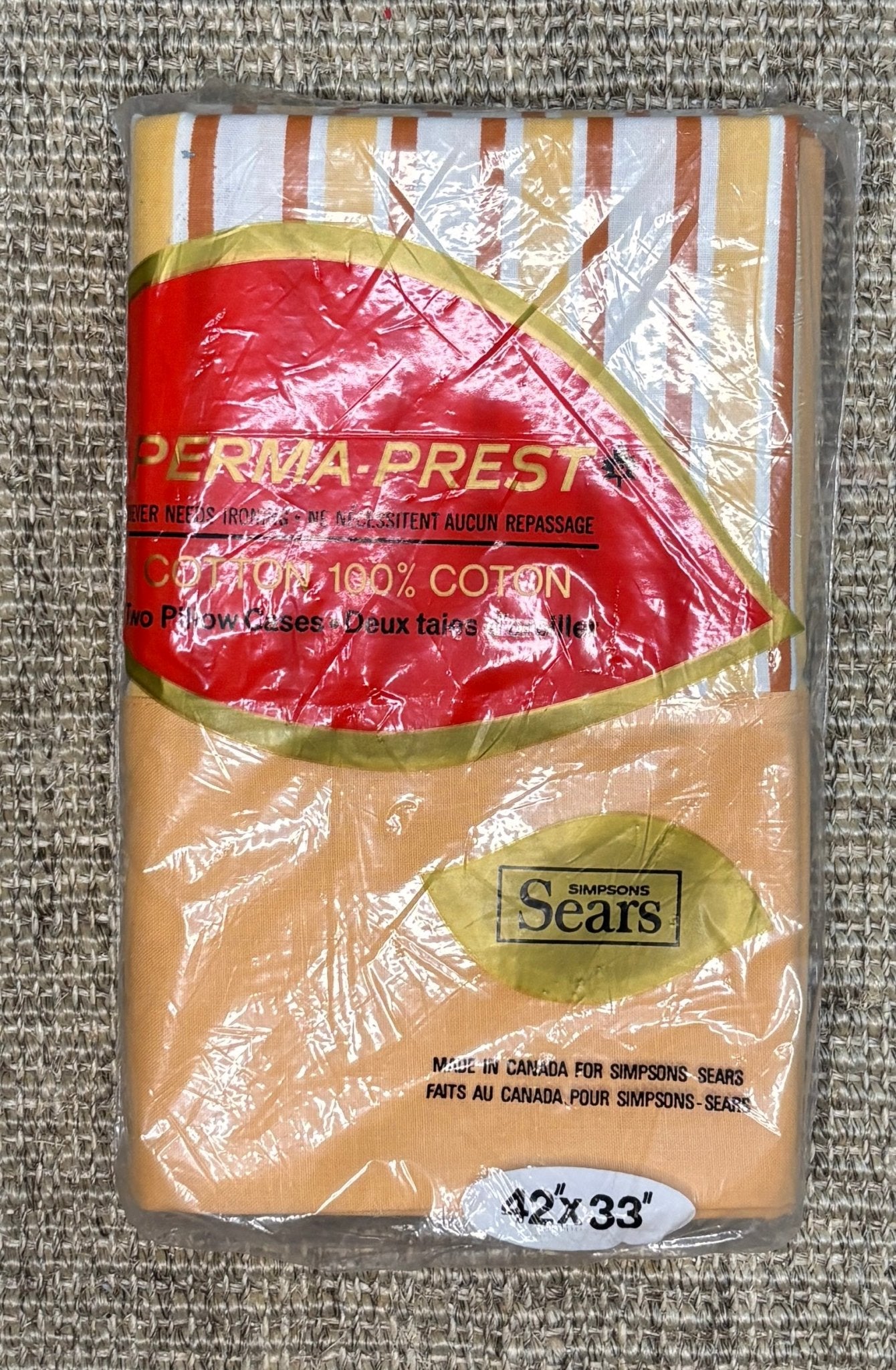 Simpsons Sears Canada Vintage Orange Stripe Cotton Pillowcases