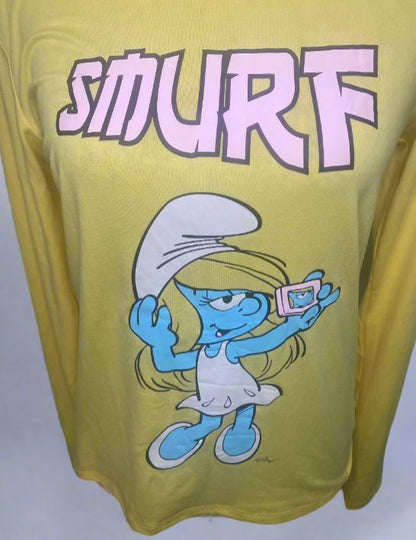 Smurfette Selfie Long Sleeve Womens T Shirt