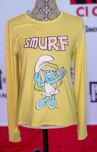 Smurfette Selfie Long Sleeve Womens T Shirt