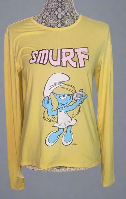 Smurfette Selfie Long Sleeve Womens T Shirt