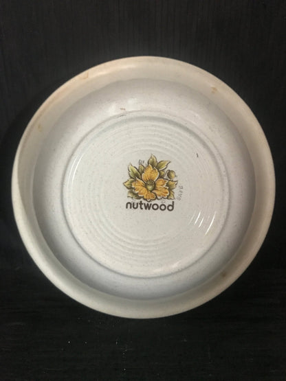 Staffordshire Nutwood Soup Bowl with brown flower pattern