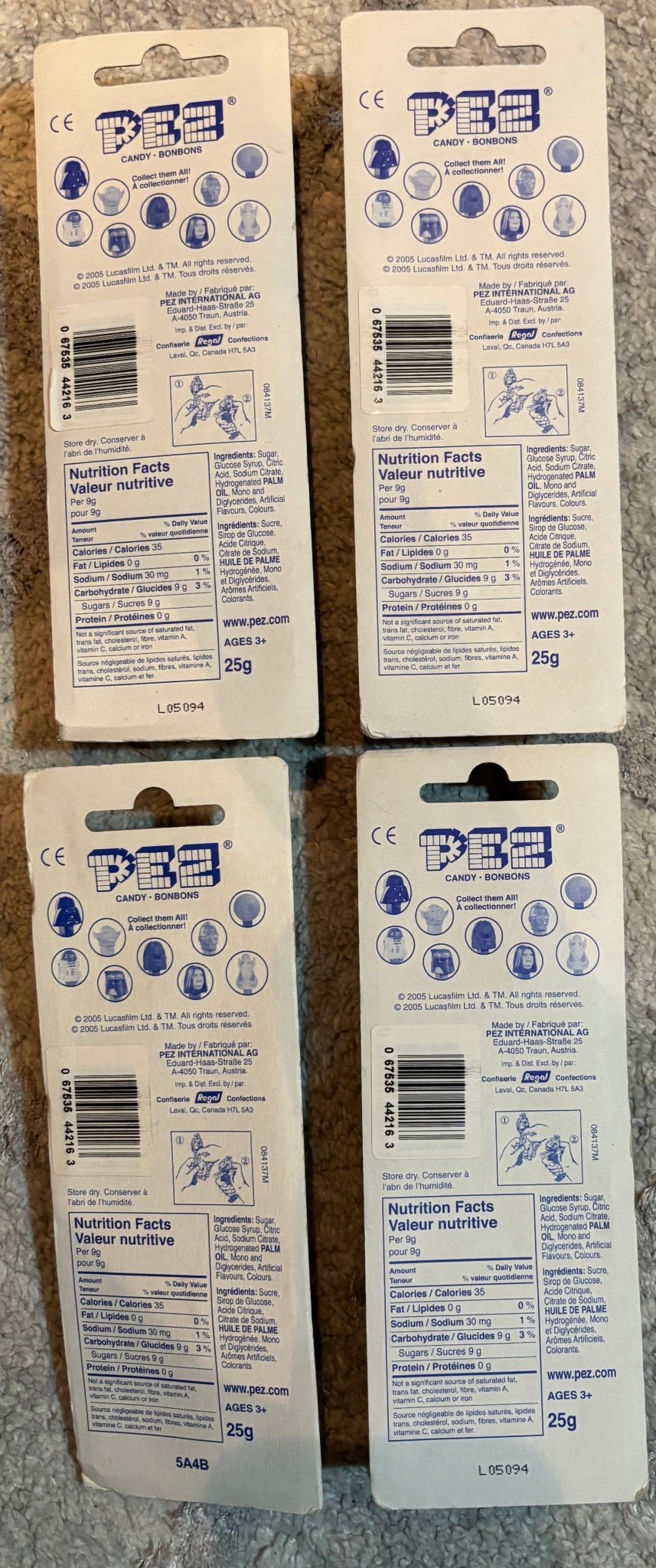 Star Wars Pez Dispensers New on Cards