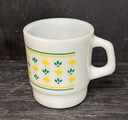 Termocrisa Green and Yellow Vintage Milk Glass