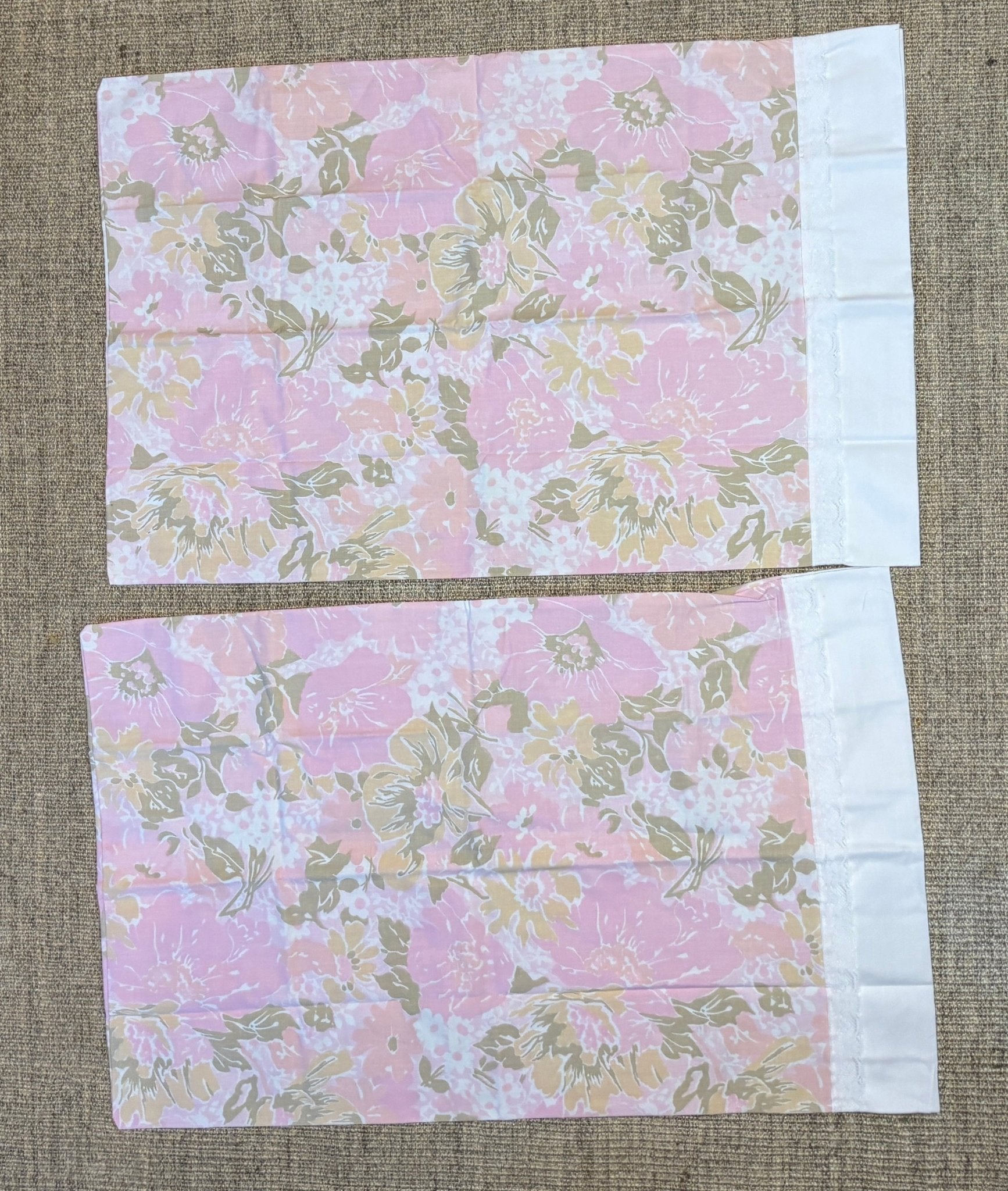 Tex Made Truprest Pink Floral Vintage Pillowcases