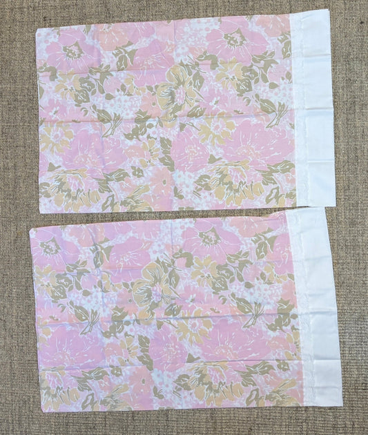 Tex Made Truprest Pink Floral Vintage Pillowcases