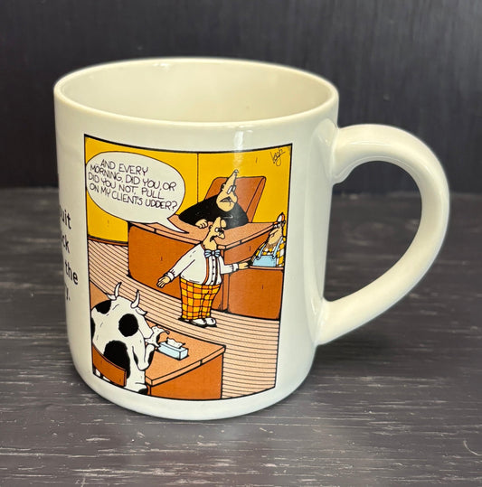 The Far Side Udder Harassment Courtroom Mug