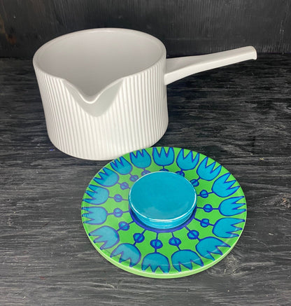 Thomas Rosenthal Flammfest Green and Blue Flower Saucepan Pot