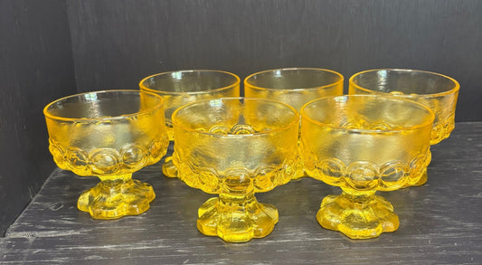 Tiffin Franciscan Madeira Cornsilk Yellow Amber Dessert Glasses Set