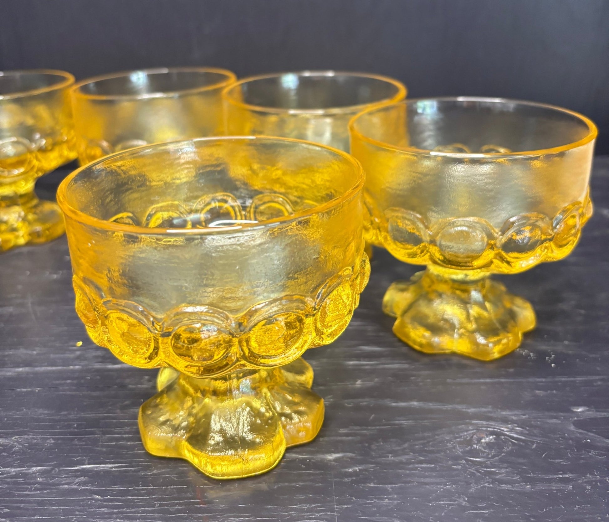 Set of yellow glass goblets