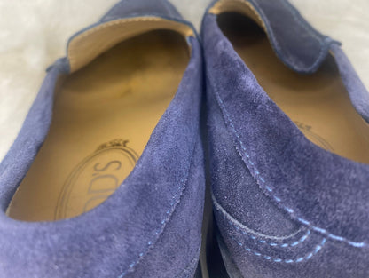 Tods Pantofola City Gommino Women’s Blue Suede Loafers