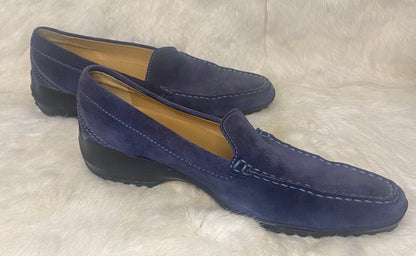 Tods Pantofola City Gommino Women’s Blue Suede Loafers