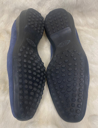 Tods Pantofola City Gommino Women’s Blue Suede Loafers 7 - 1/2