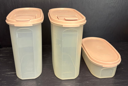 Tupperware Modular Mates Pink Lid Storage Container Set