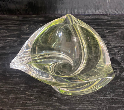 Val St Lambert Green Crystal Candy Dish