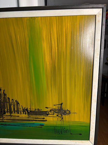 Van Gaard Abstract Cityscape Original Oil Painting