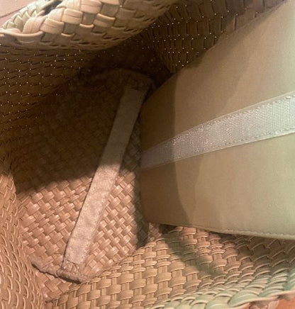 Vegan PU Leather Beige Woven Purse
