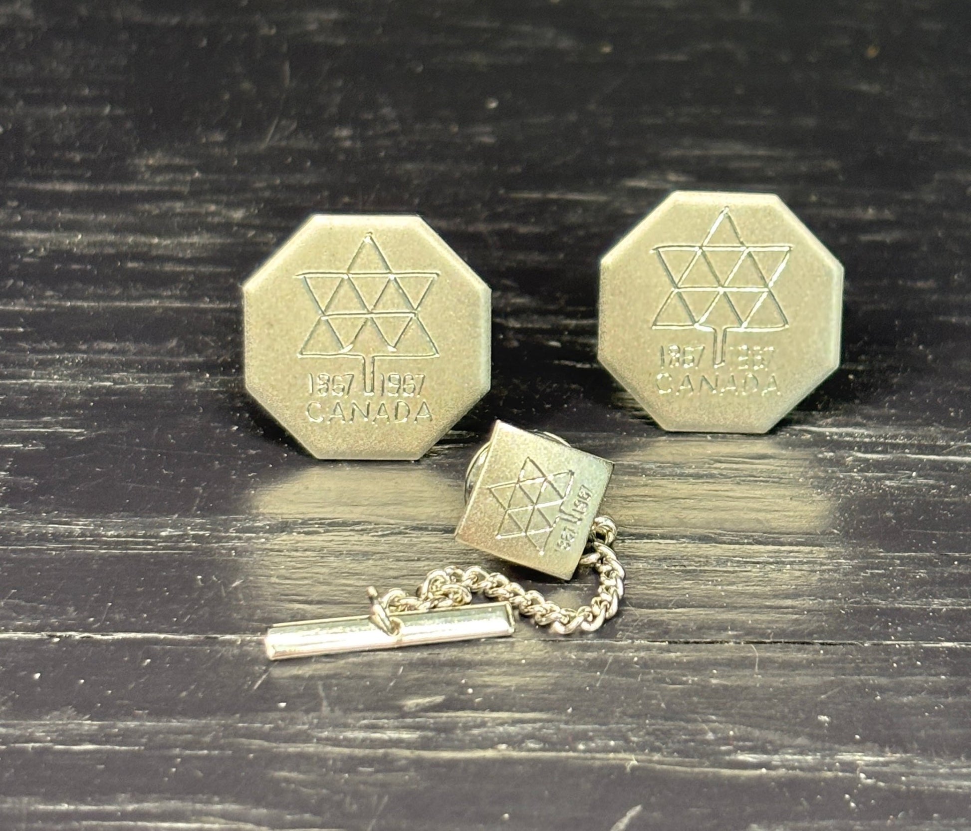 Vintage 1967 Canada Centennial Cufflinks and Tie Pin