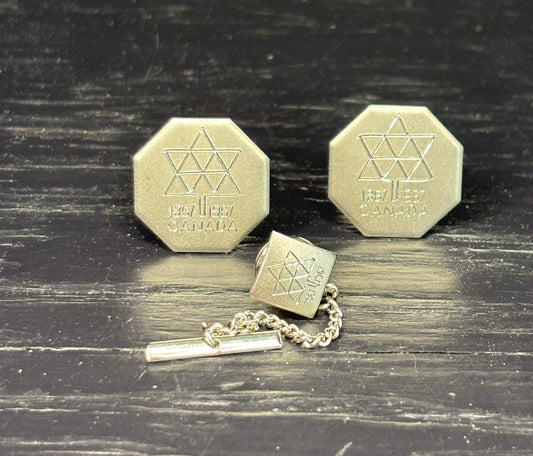 Vintage 1967 Canada Centennial Cufflinks and Tie Pin