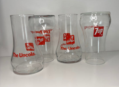 Vintage 7UP The Uncola Upside Down Drink Glasses Set