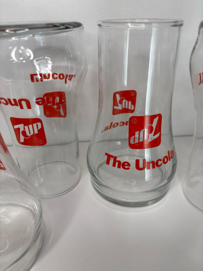 Vintage 7UP The Uncola Upside Down Drink Glasses