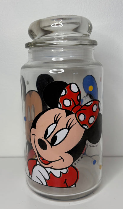 Vintage Anchor Hocking Disney Mickey Minnie Mouse Glass Jar