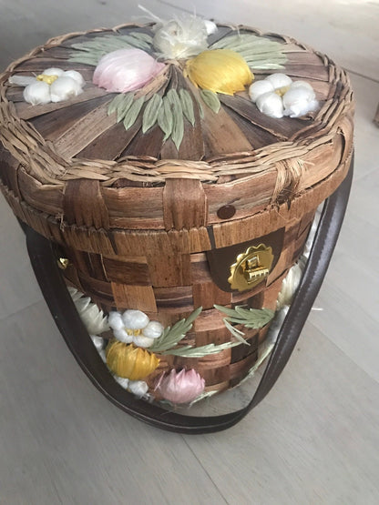 Vintage Bags by Whidby Woven Wicker Bucket Bag