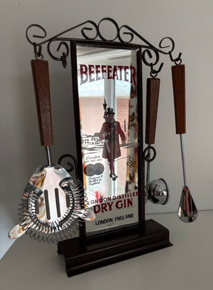 Vintage Beefeater Gin Mirrored Bar Utensil Holder