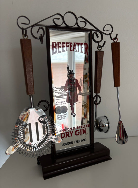 Vintage Beefeater Gin Mirrored Bar Utensil Holder