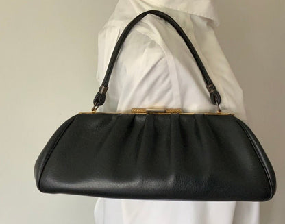 Vintage Black Leather Classic Handbag