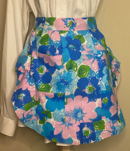 Vintage Blue and Pink Floral Apron