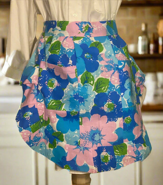 Vintage Blue and Pink Floral Apron